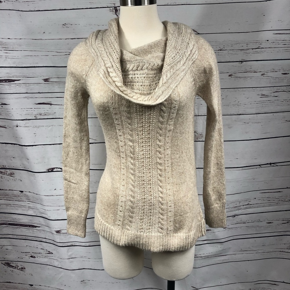 WHBM Tan Cowl Neck Sweater